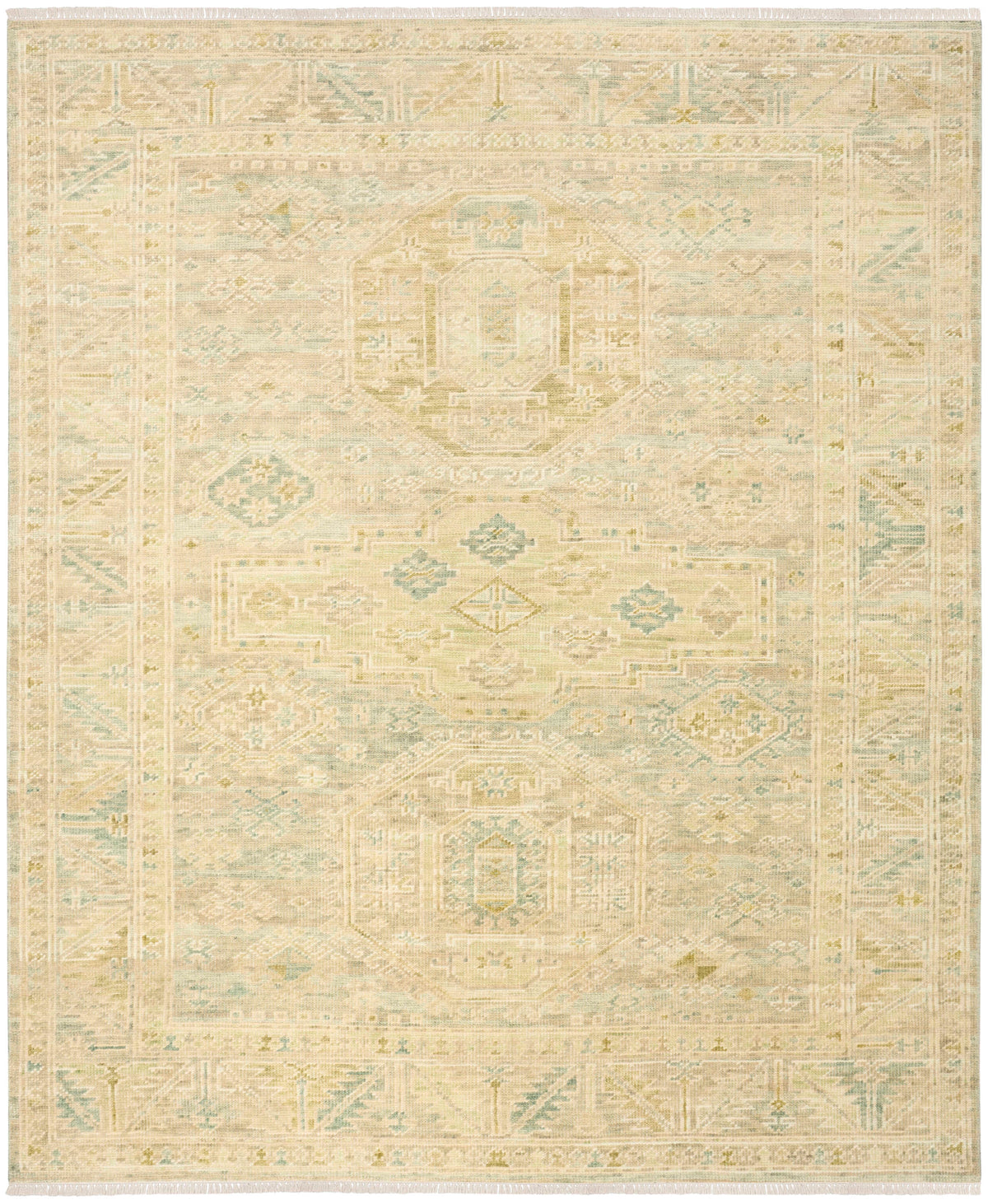 Giselle Green Wool Multicolor Area Rug