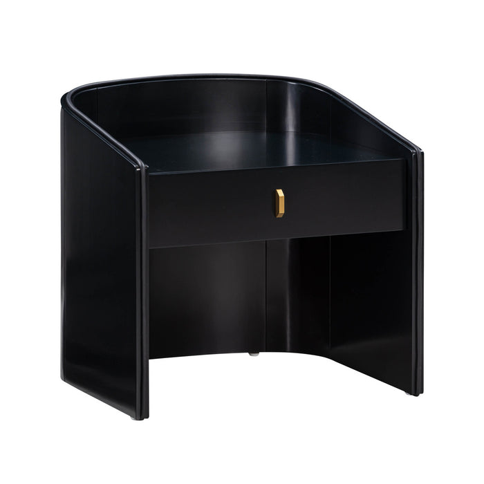 Alie Black Lacquer Nightstand - Luxury Living Collection