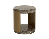 Cavette Dark Emperador Faux Marble & Brass End Table- Indoor/Outdoor