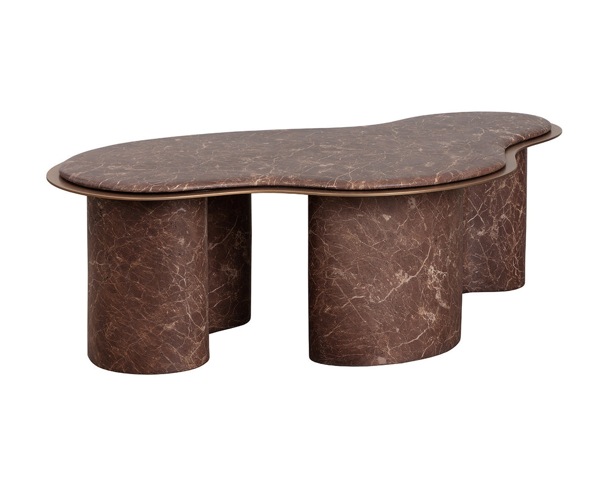 Isola 55" Faux Marble Concrete Indoor Outdoor Coffee Table