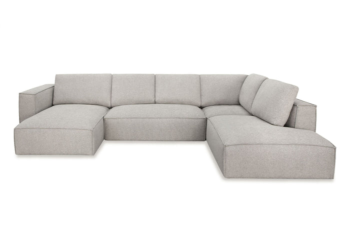 Luce Modern Light Grey Fabric Sectional Sofa W/ Left Facing Chaise