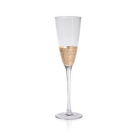 Fez Cut Glass Champagne Flute with Gold Leaf - Set of 12