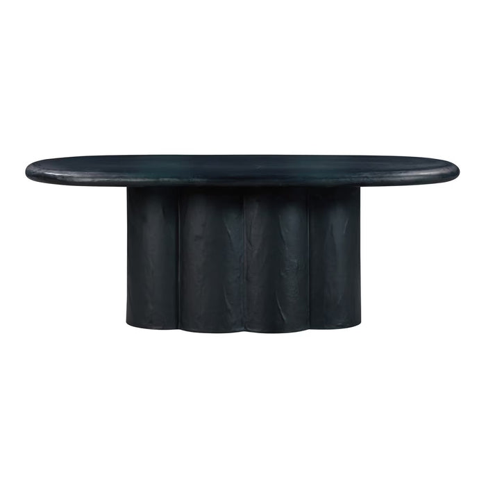 Bella Black Faux Plaster Oval Dining Table