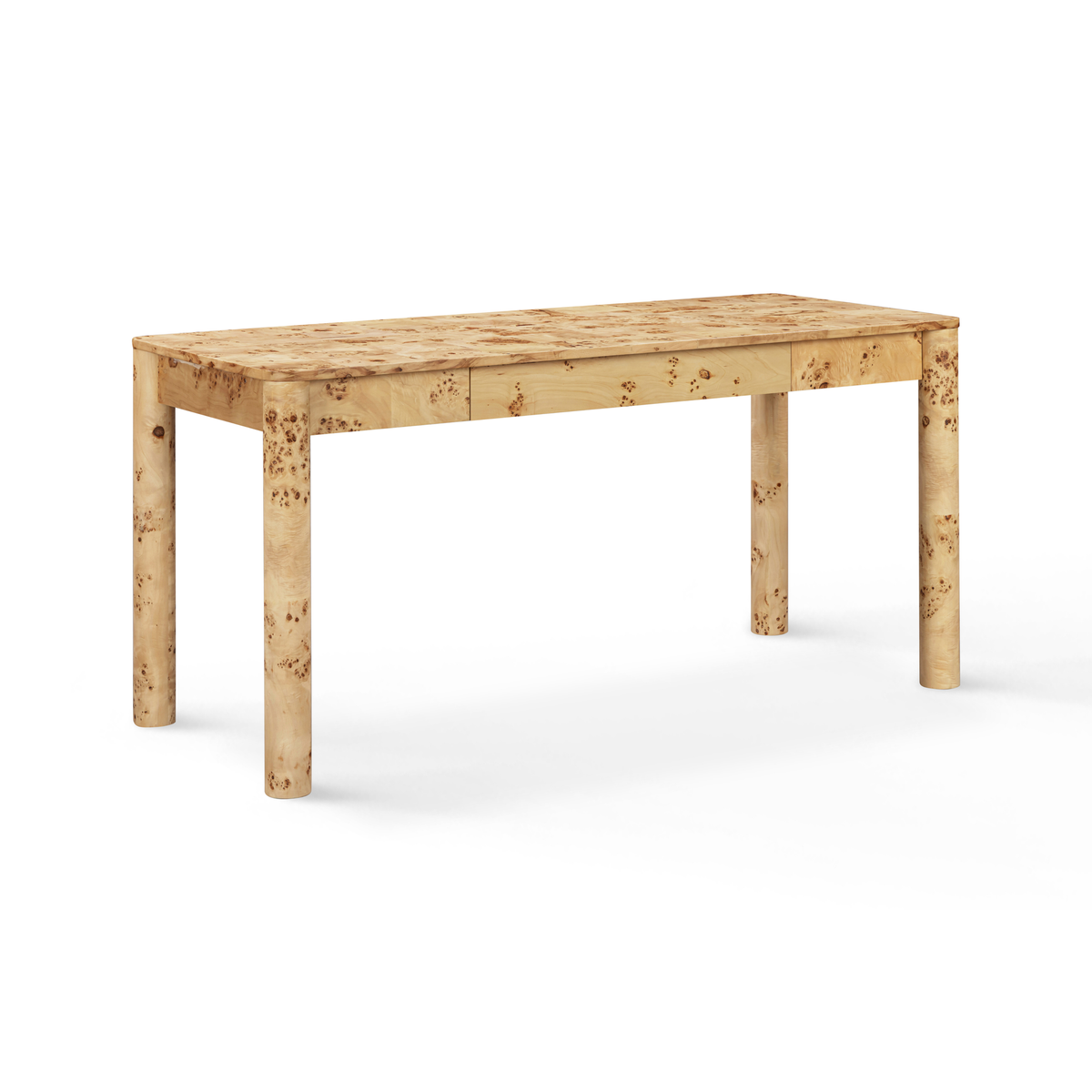Meadow 60" Natural Burl 3 Drawer Desk