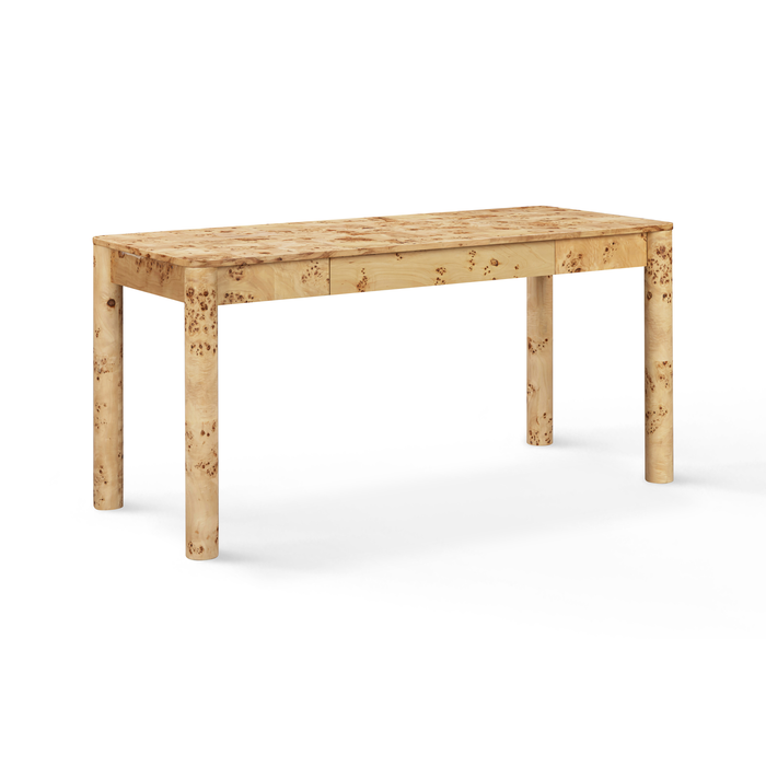 Meadow 60" Natural Burl 3 Drawer Desk