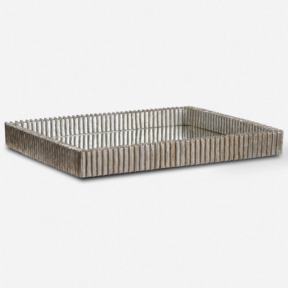 Ribbed Silver Leaf Tray