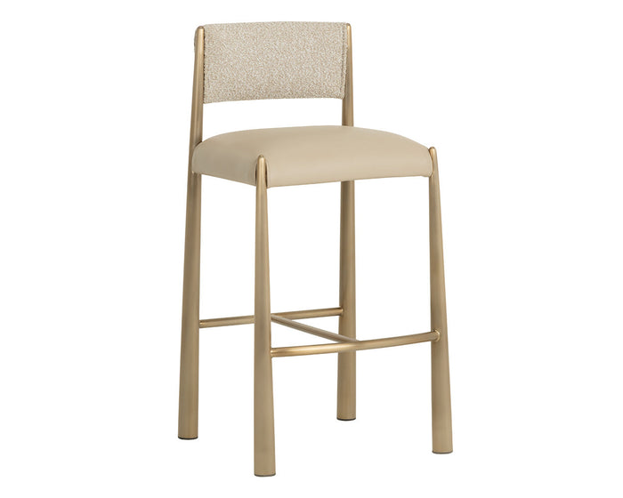 Bayard Oatmeal & Antique Brass Bar Stool