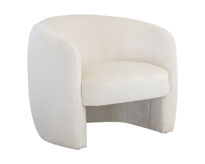 Mircea Ivory Plush Upholstered Curved Accent Chair
