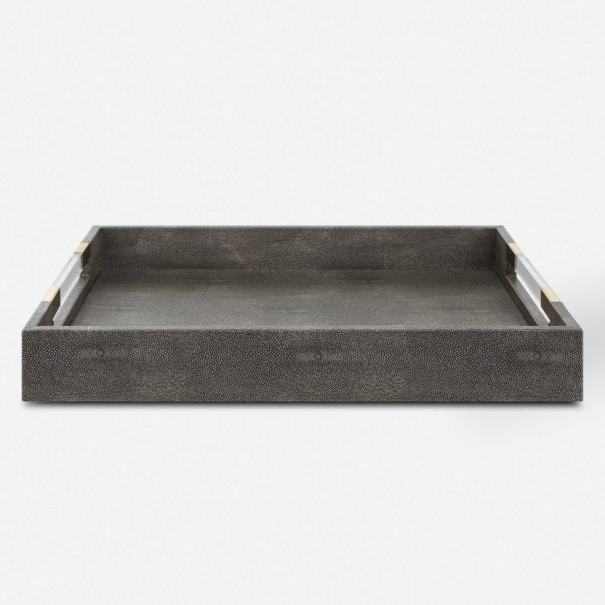 Lia Modern Grey Faux Shagreen & Gold Tray