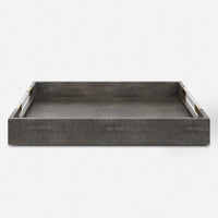 Lia Modern Grey Faux Shagreen & Gold Tray