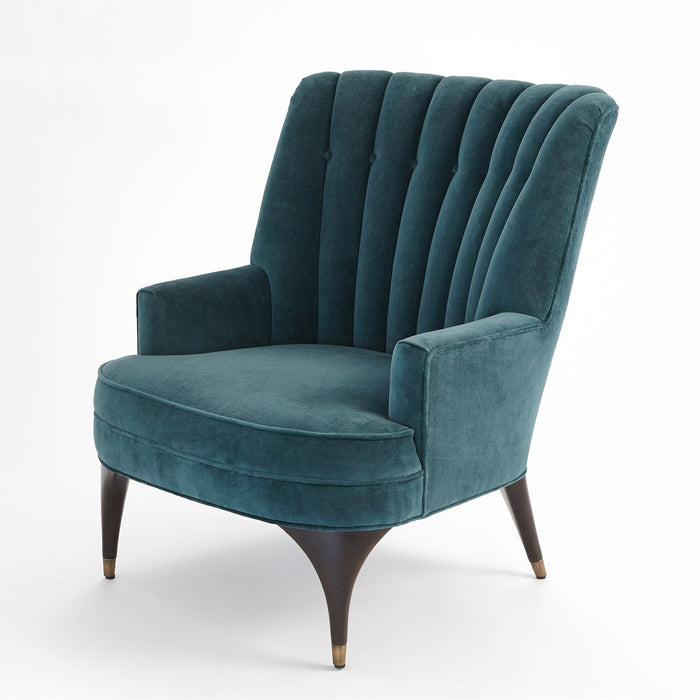 Channel Dragonfly Blue Velvet Accent Chair