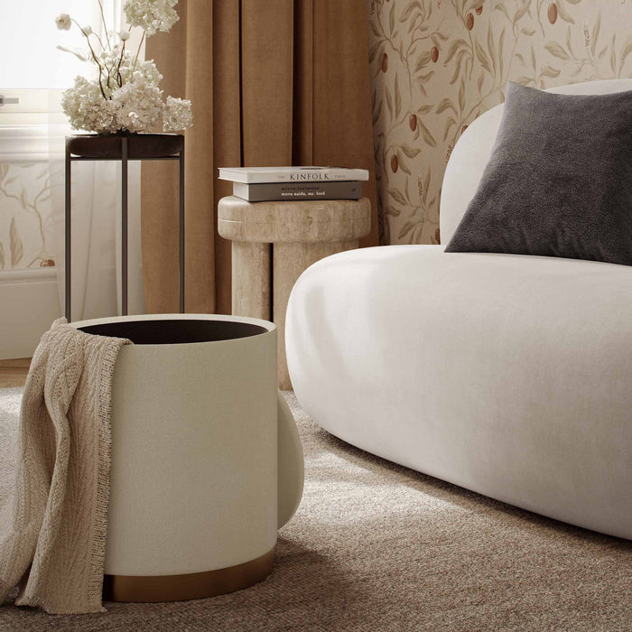 Karina Cream Chenille Storage Ottoman