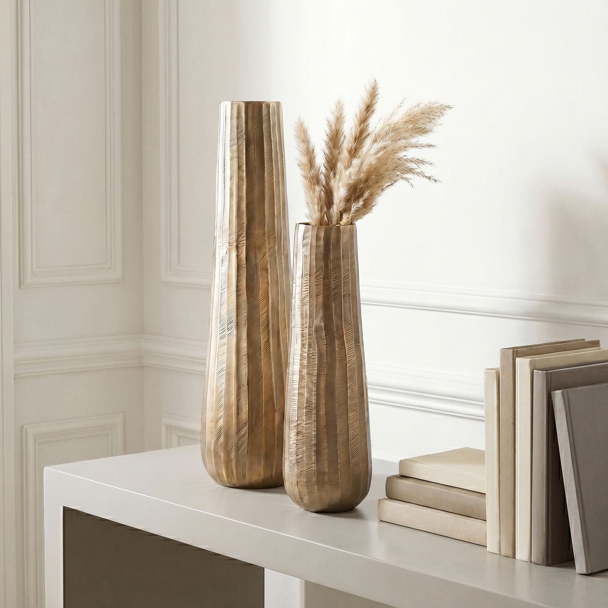 Sonja Heavily Textured Antique Gold Vases (Set of 2)
