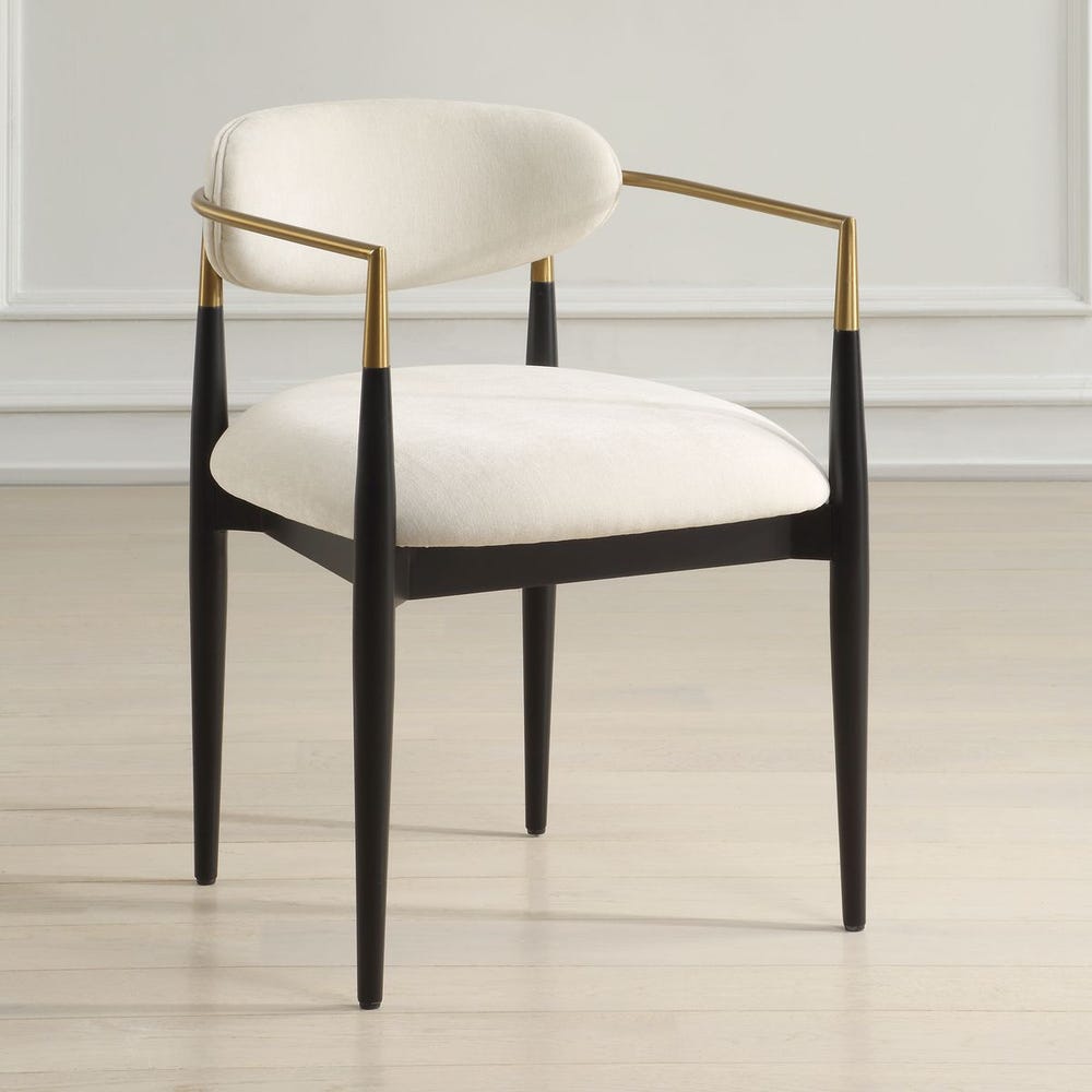 Harper Off White Velvet Dining Arm Chair
