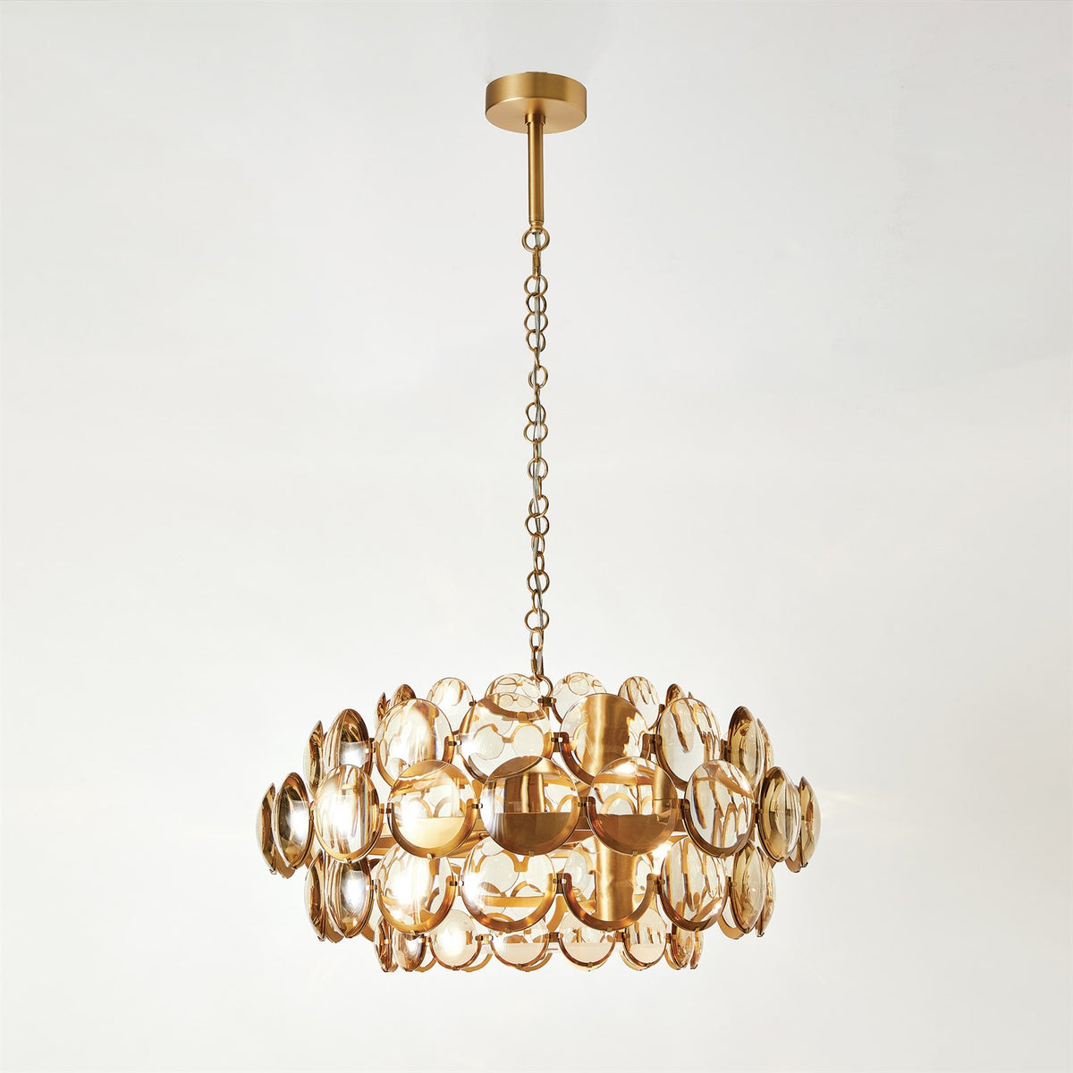 Cabochon Brass & Amber Chandelier