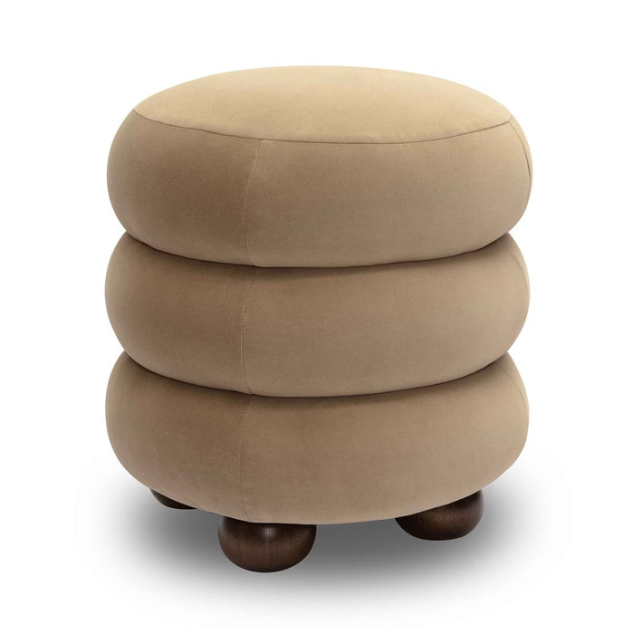 Stefanie Taupe Velvet Ottoman