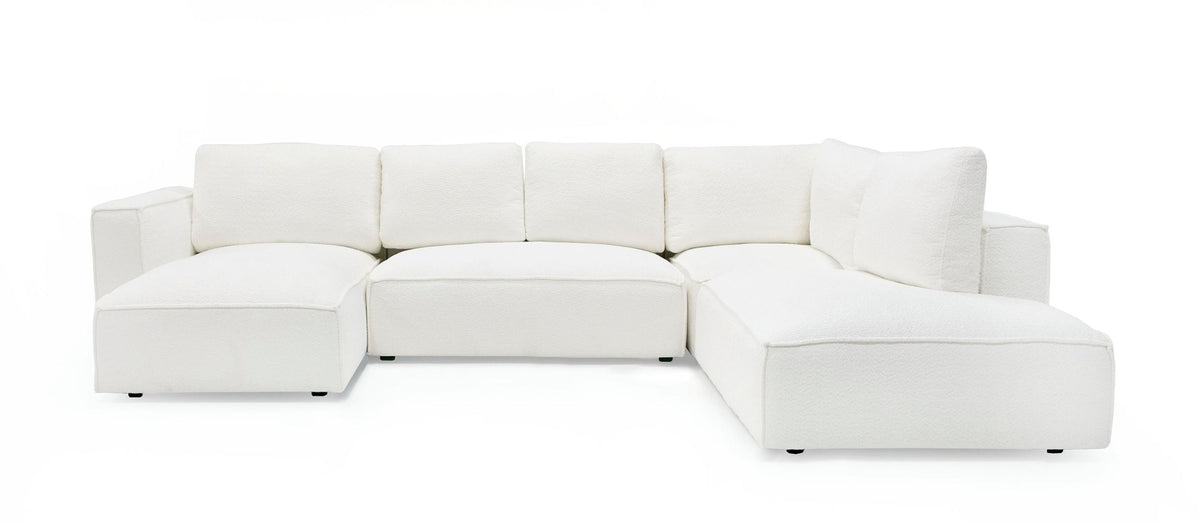 Luce Modern White Fabric Sectional Sofa W/ Left Facing Chaise