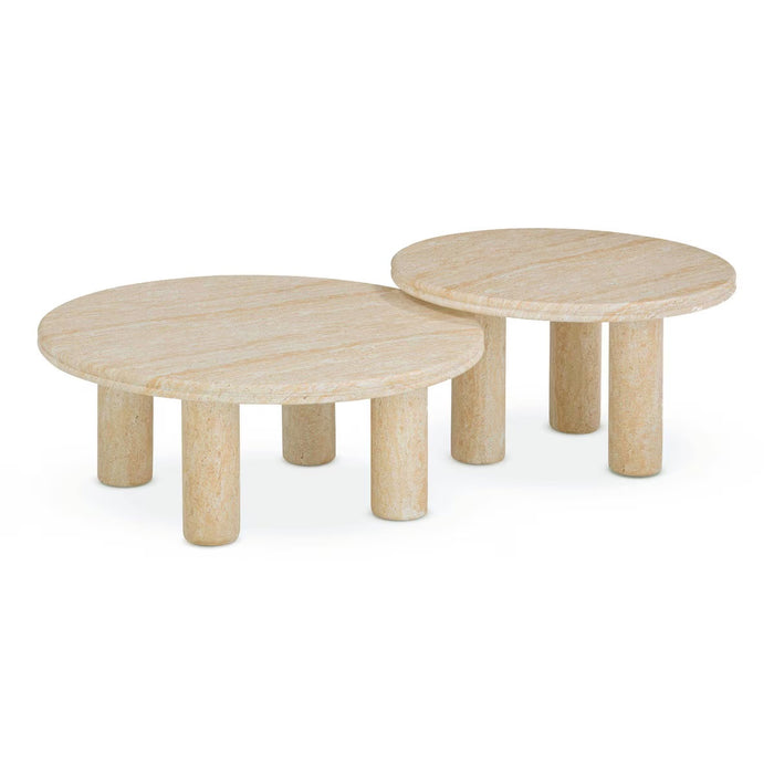 Amora Faux Travertine Nesting Coffeee Table Set (Indoor or Outdoor)