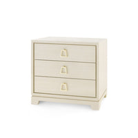 Harrison 3 Drawer Blanched Oak and Brass Nightstand