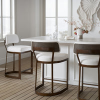 Conrad Gold & Performance White Weave Bar Stool