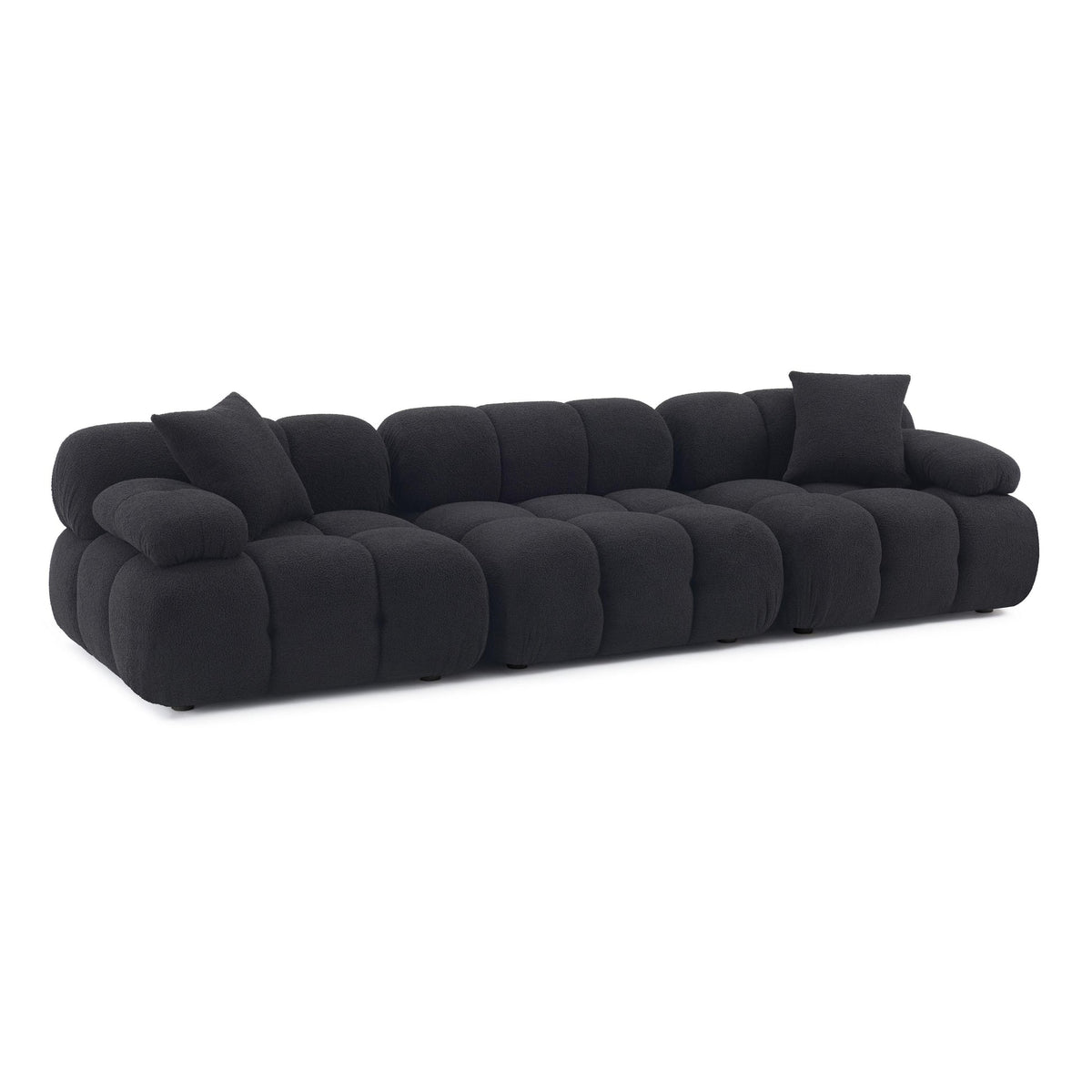 Vogue 118.2” Black Performance Vegan Shearling Modular Sofa