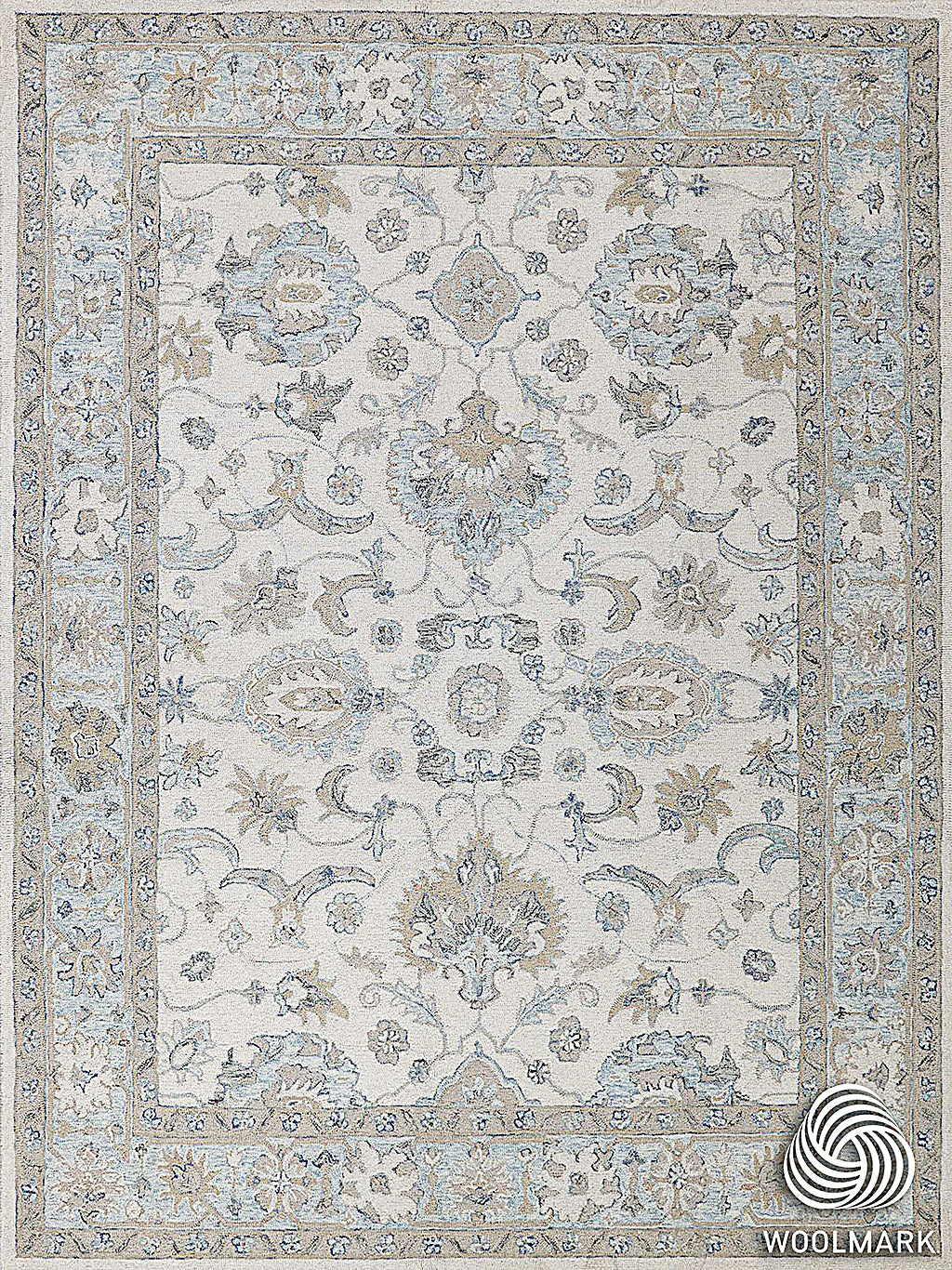 Carra Ivory/Blue Luxury Area Rug