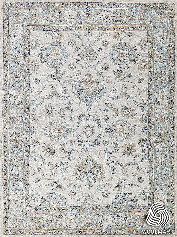Carra Ivory/Blue Luxury Area Rug