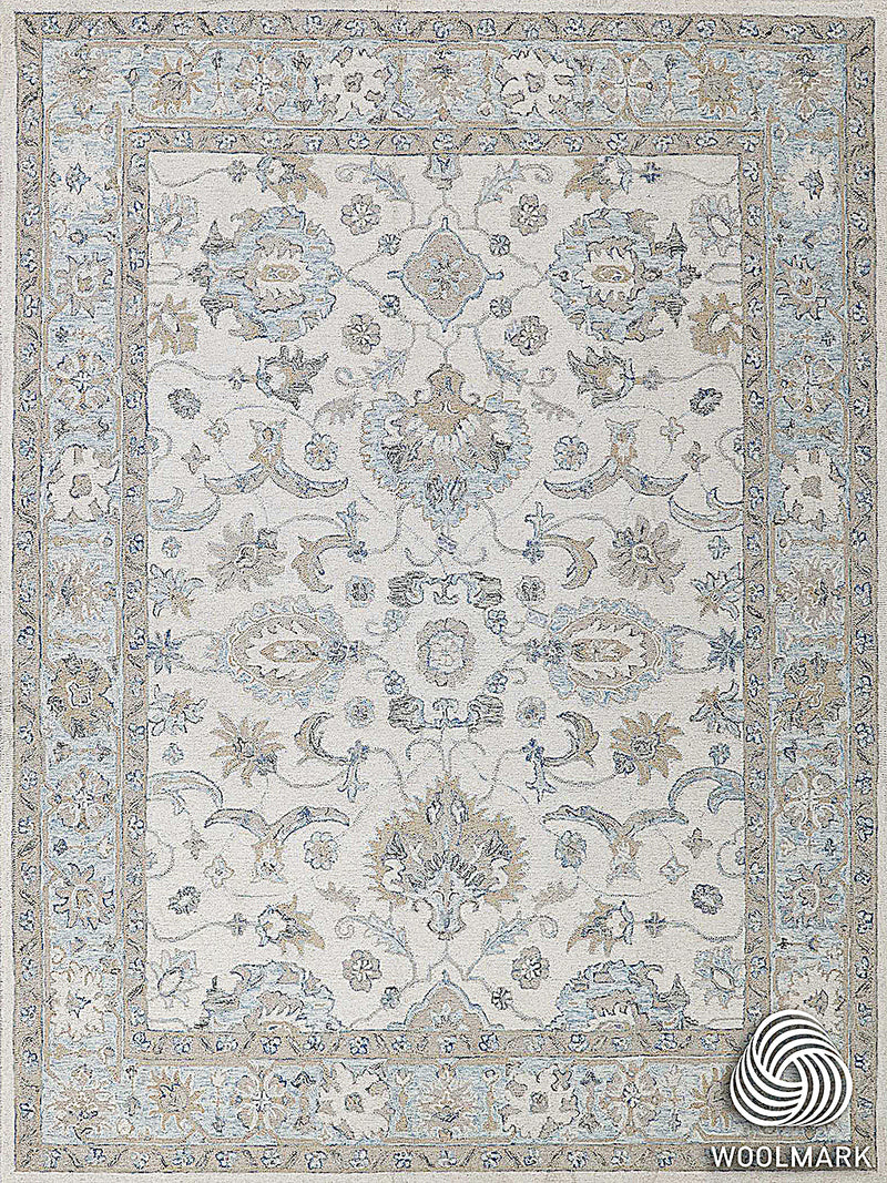Carra Ivory/Blue Luxury Area Rug