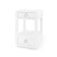 Barletto 2 Drawer Chiffon White Grasscloth End Table/Nightstand