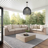 Cali 119.7" Natural Wicker Outdoor Modular Sofa