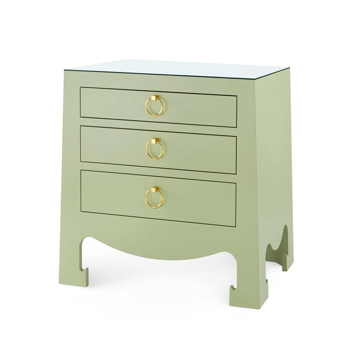 Maylee 26" Green Glass Top & Gold Nightstand