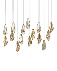 Glace Mirror 15-Light Linear Multi-Drop Pendant