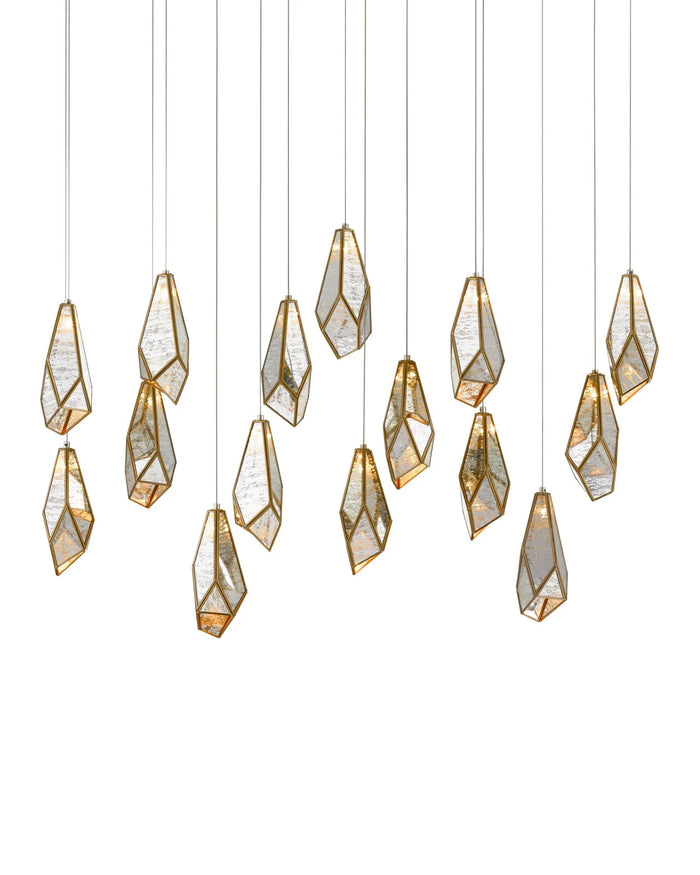 Glace Mirror 15-Light Linear Multi-Drop Pendant