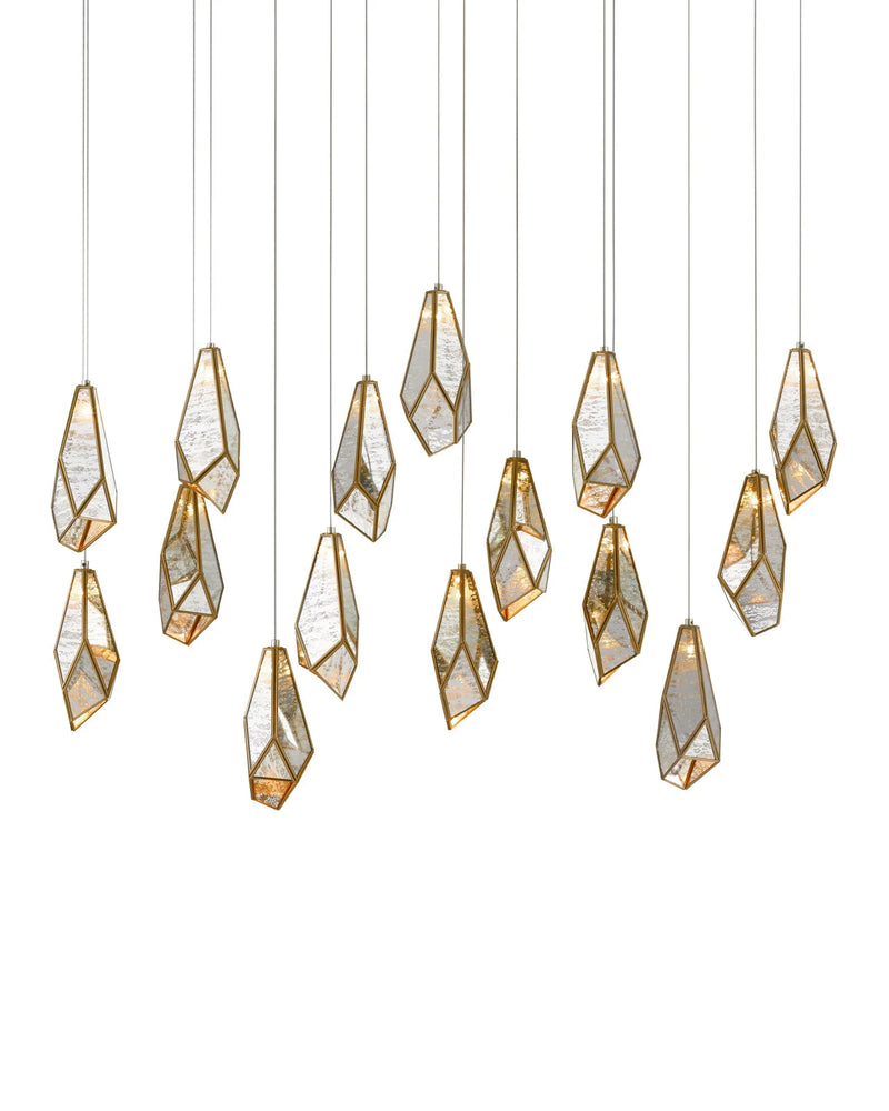 Glace Mirror 15-Light Linear Multi-Drop Pendant