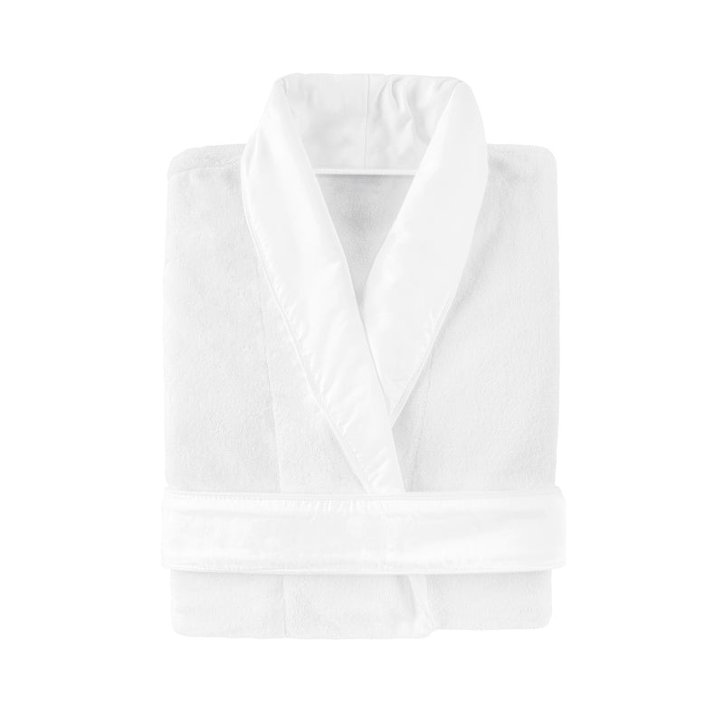 Marina White Satin & Cotton Luxury Bath Robe