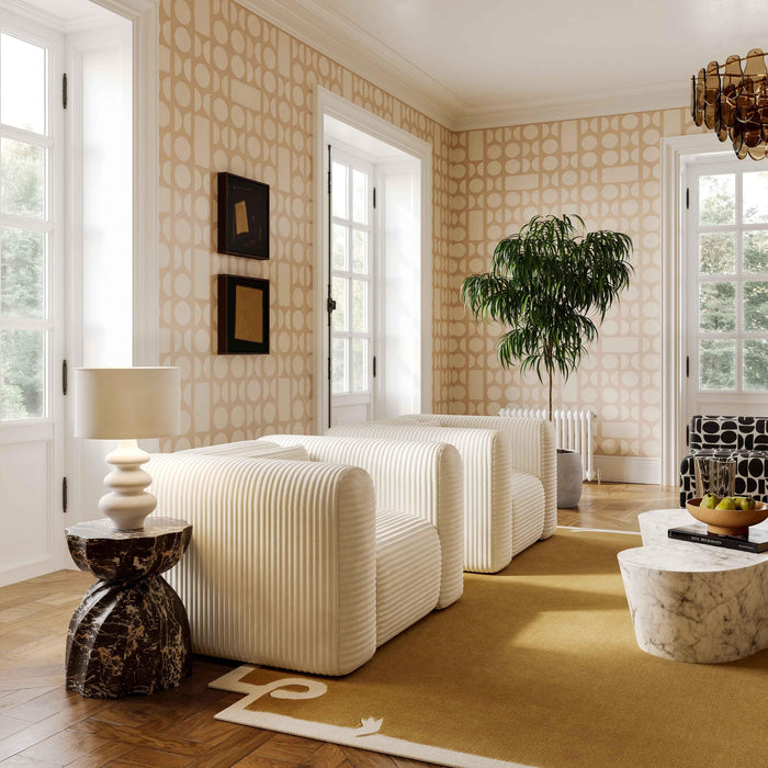 Telav Fluffy Oversized Cream Performance Corduroy Accent Chair