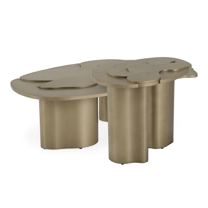 Meline Modern Antique Brass Nesting Coffee Table Set