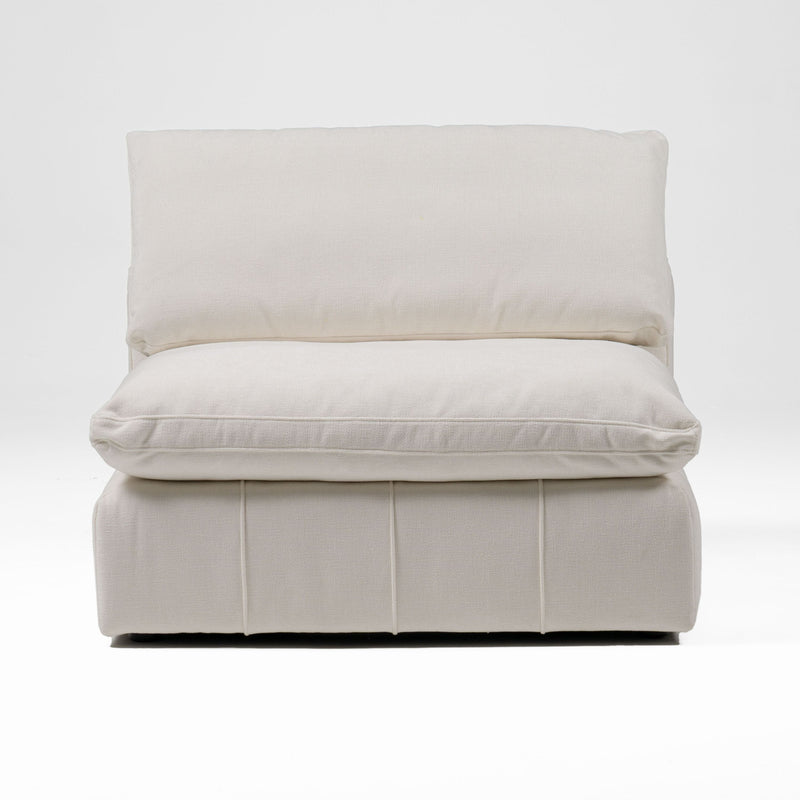 Terra Modern Off White Fabric Modular Armless Seat