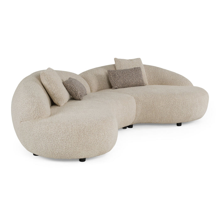 Nara 131.5" Beige Fabric Right Facing Chaise Sectional Sofa