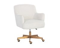 Karina White Boucle & Gold Curved Desk Chair