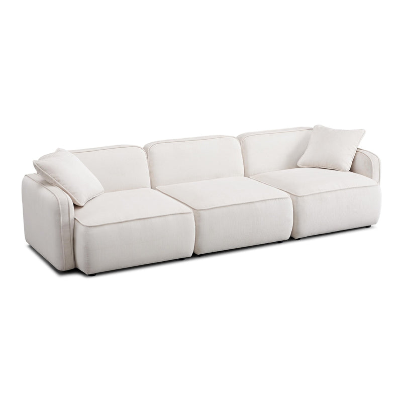 Travie 111" White Sand Performance Corduroy Velvet Modular Sofa