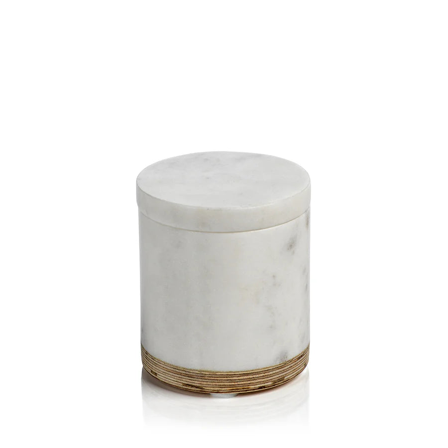 Singita Marble and Balsa Wood Bathroom Jar with Lid - Set of 4