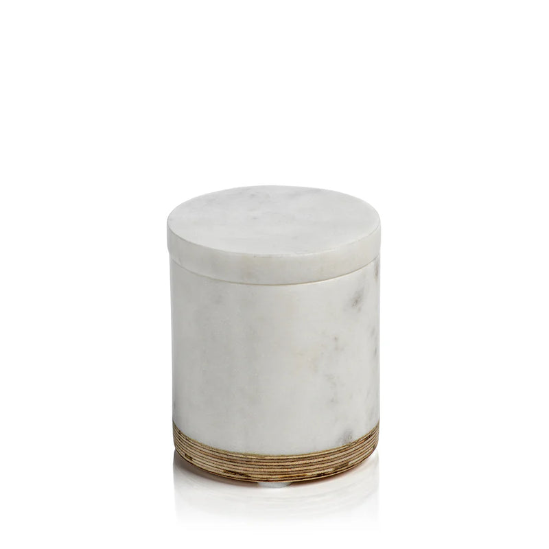 Singita Marble and Balsa Wood Bathroom Jar with Lid - Set of 4
