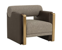 Edgar Earth Fabric, Espresso Faux Leather & Gold Accent Chair