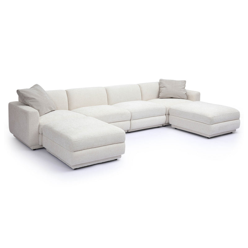Arabella 123.6" Cream Chenille Modular U-Sectional