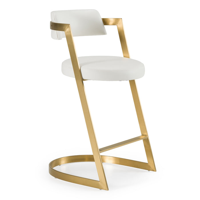 Diana White Leatherette & Gold Counter Stool