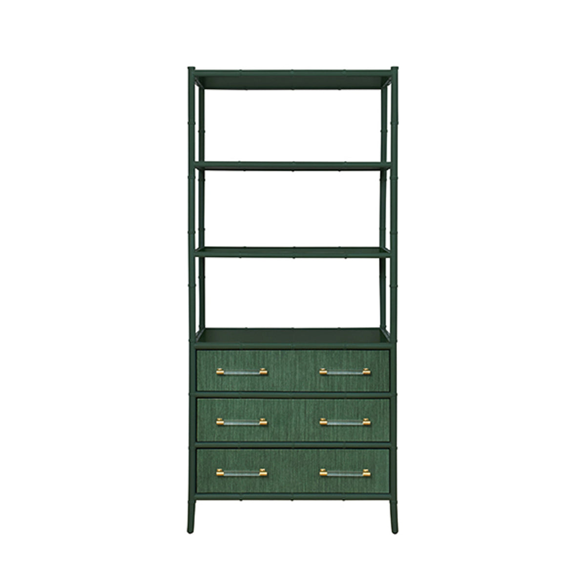 Fiona Green Grasscloth & Gold Etagere