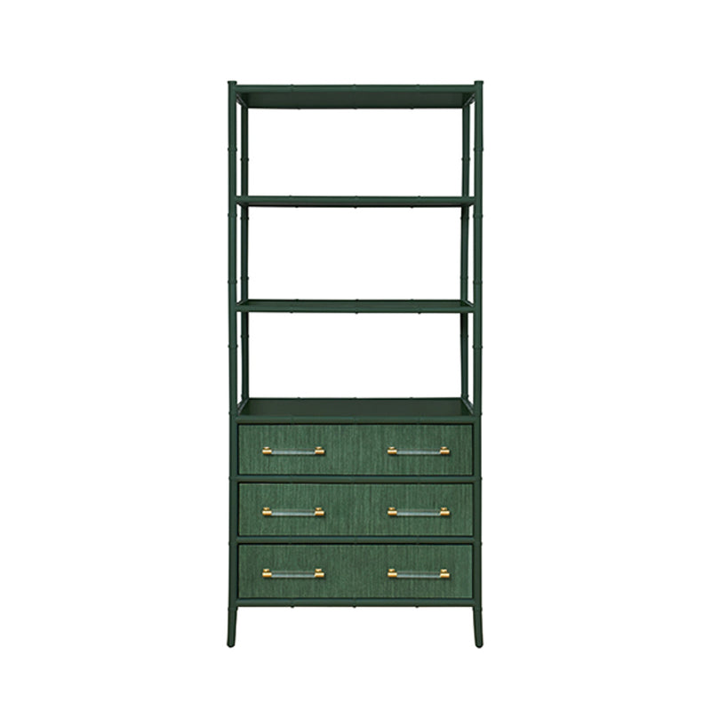 Fiona Green Grasscloth & Gold Etagere