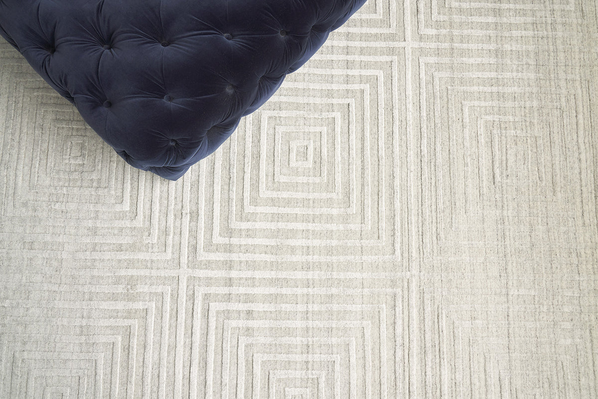 Cleo Modern Ivory Box Patterned Area Rug - Elegance Collection