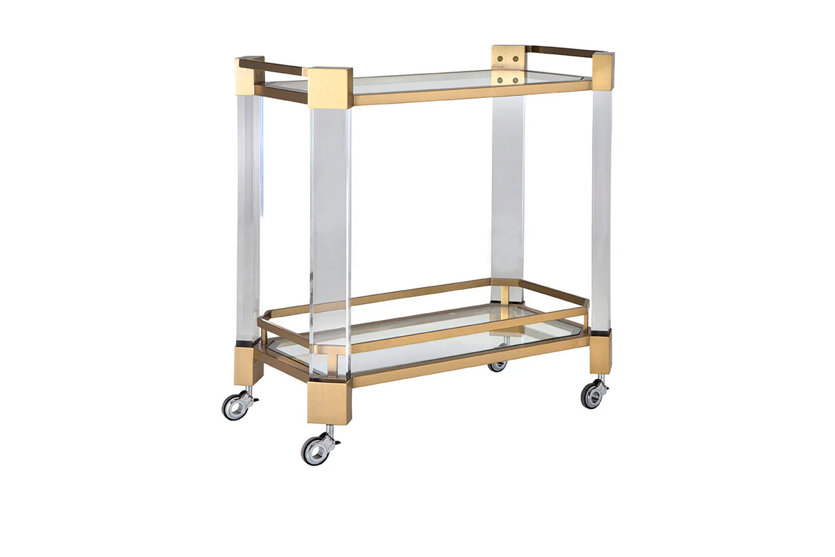 Boardwalk Satin Brass Bar Cart